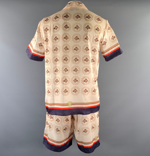 GUCCI Size L Beige Tan & Navy Equestrian Polyester Tracksuits & Sets