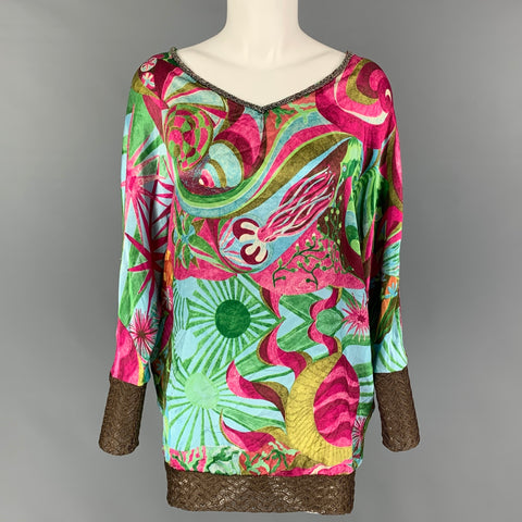 CUSTO BARCELONA Taille M Blouse à manches Dolman abstraite multicolore