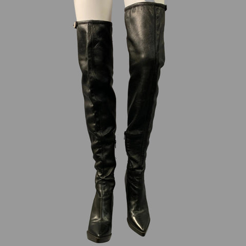 BURBERRY Size 10 Black Leather Boots