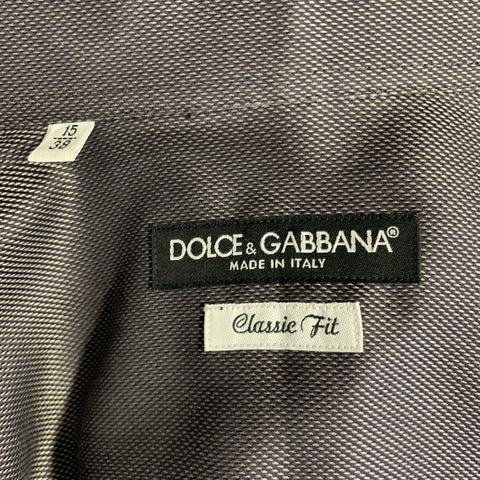 DOLCE & GABBANA Size S Grey Black Nailhead Cotton Button Up Long Sleeve Shirt