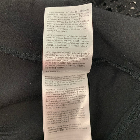 ESCADA Taille S Noir Or Viscose Polyester Découpé Manches Longues Robe Haut