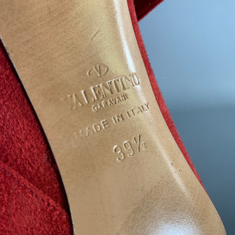 VALENTINO Size 9.5 Red Suede Suede Boots