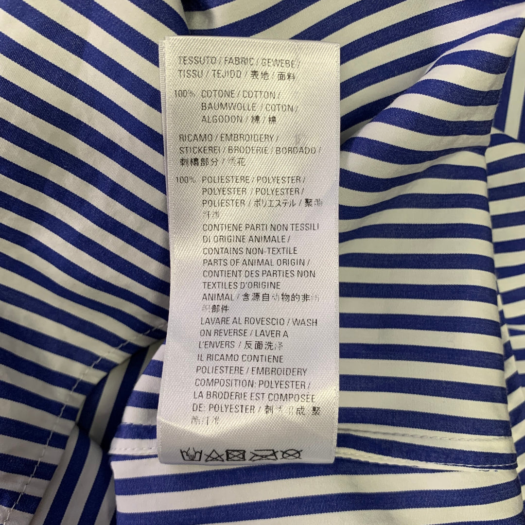 BALENCIAGA Size XXS Blue White Stripe Cotton Button Down Asymmetrical  Sleeve Shirt