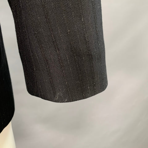 DRIES VAN NOTEN Size 40 Black Stripe Cotton Blend Notch Lapel Sport Coat