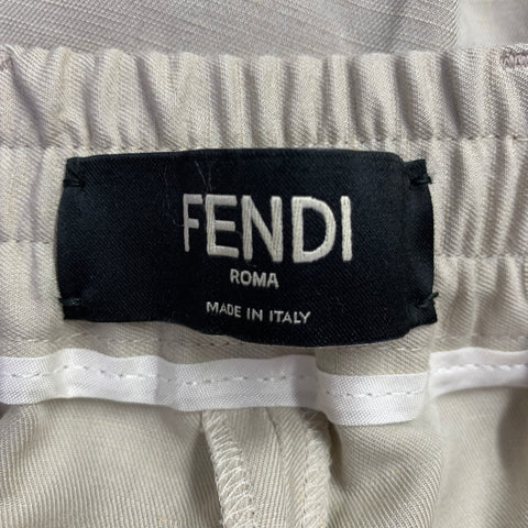 FENDI Size 36 Khaki Linen Blend Elastic Waistband Casual Pants
