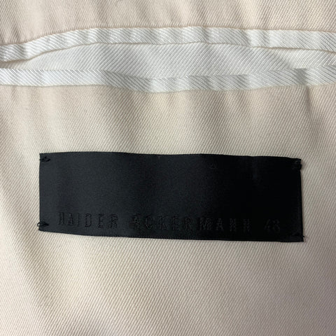 HAIDER ACKERMANN Size 44 Cream Twill Rayon Viscose Double Breasted Blazer