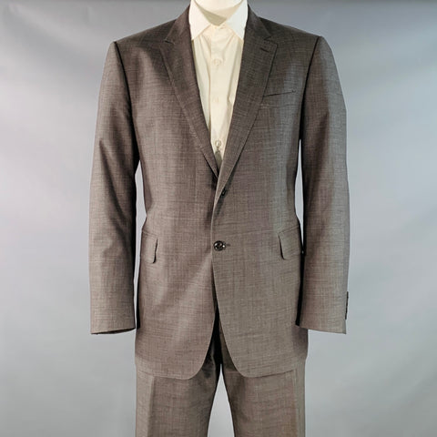 BURBERRY Size 46 Regular Grey Virgin Wool Notch Lapel Suit