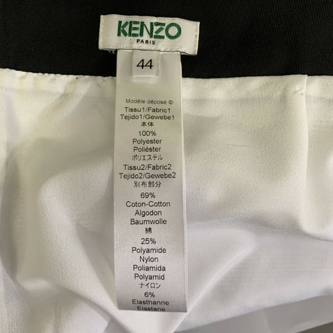 KENZO Size L White Black Polyester Blend Mini Mini Skirt