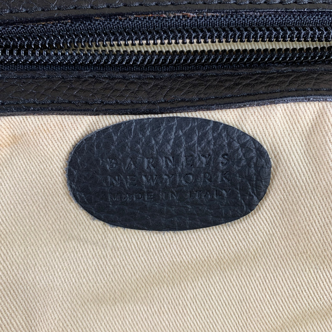 BARNEYS NEW YORK Size One Size Black Gold Crackled Leather Duffle Bags