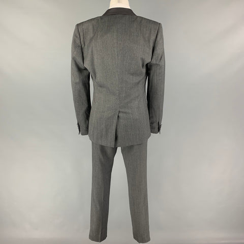 DOLCE &amp; GABBANA Taille 36 Costume de smoking à revers cranté en laine et soie grise