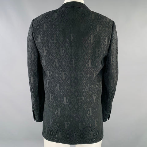 GIANFRANCO FERRE Size 36 Black Jacquard Viscose Blend Sport Coat