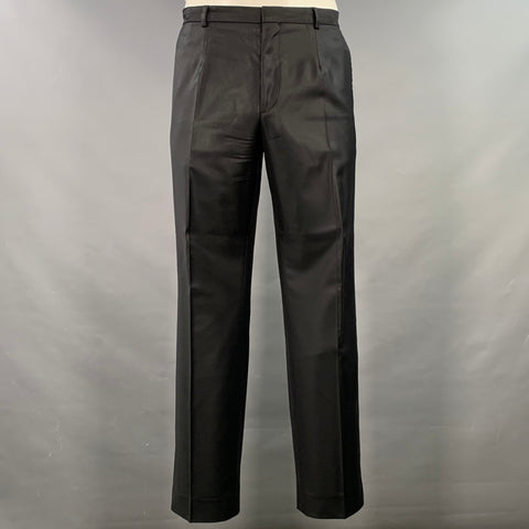 HUGO BOSS Size 44 Black Wool Single Breasted Notch Lapel Suit