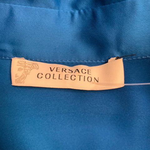 VERSACE COLLECTION Size 6 Blue Polyester Wing Sleeve Blouse