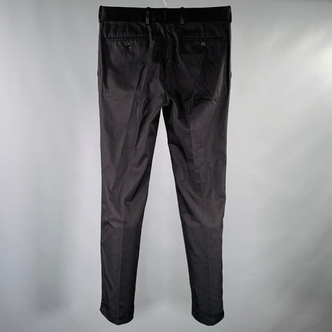 ALEXANDER MCQUEEN Size 32 Black Cotton Tuxedo Dress Pants