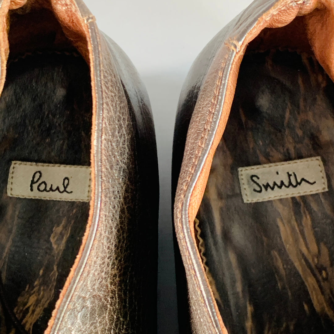 PAUL SMITH Size 10 Brown Leather Lace-Up Ankle Boots