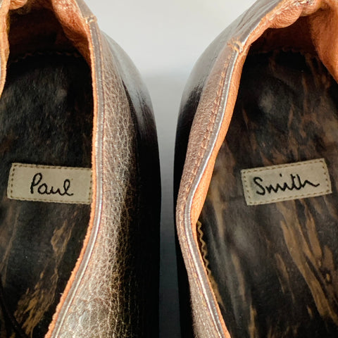 PAUL SMITH Size 10 Brown Leather Lace-Up Ankle Boots