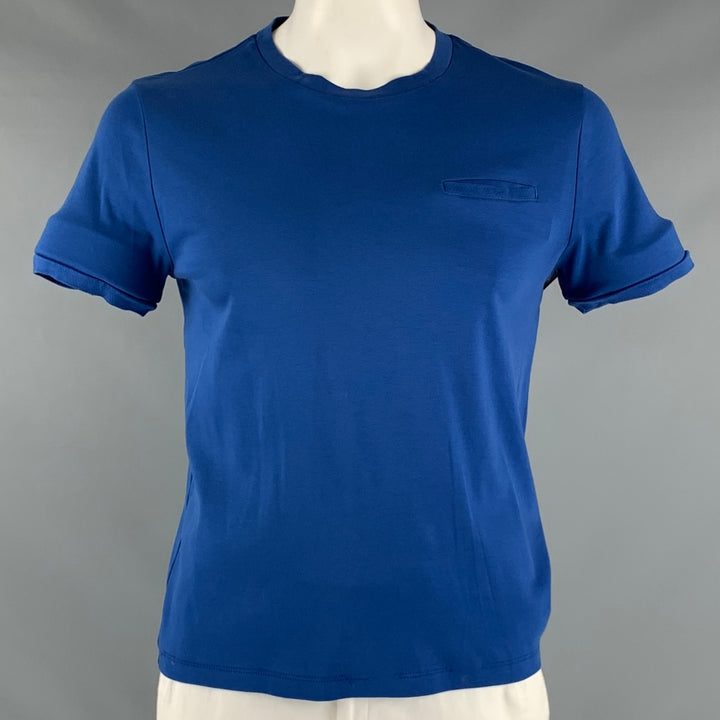 HUGO BOSS Size L Blue Cotton Short Sleeve T-shirt