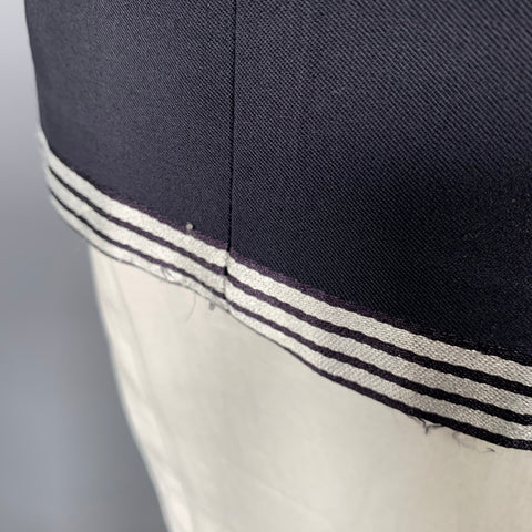 YOHJI YAMAMOTO Size L Navy White Contrast Trim Wool Polyester Sport Coat