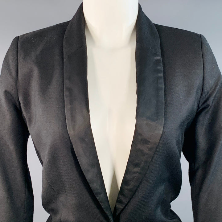MM6 MAISON MARGIELA Size 2 Black Wool Shawl Collar Jacket Blazer