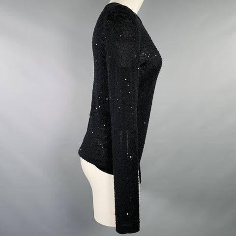 VIVIENNE TAM Taille 2 Pull ras du cou en soie et cachemire noir à sequins