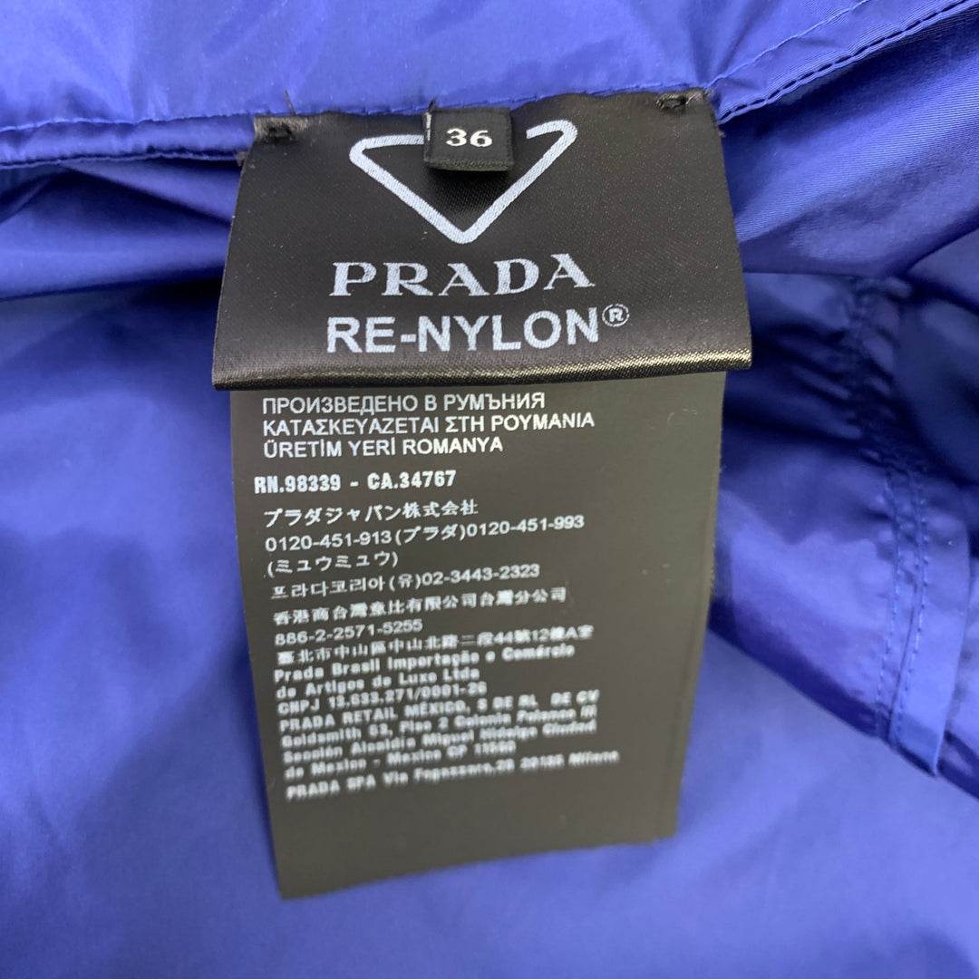 PRADA Size 0 Blue Polyamide Logo Windbreaker Jacket