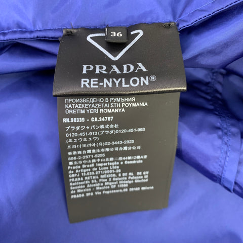 PRADA Size 0 Blue Polyamide Logo Windbreaker Jacket