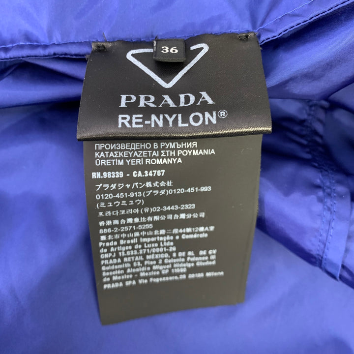 PRADA Size 0 Blue Polyamide Logo Windbreaker Jacket