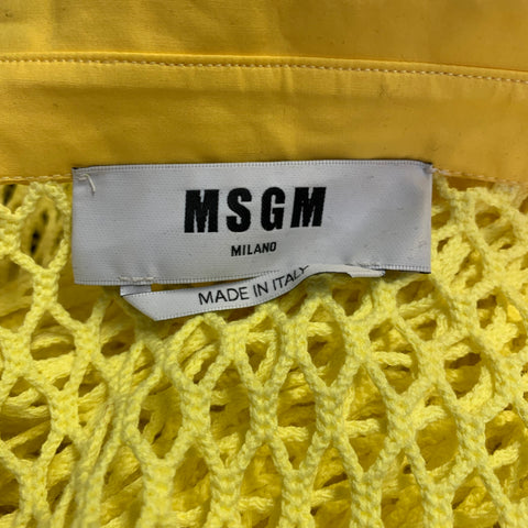 MSGM Size M Yellow Cotton Mesh Button Up Shirt