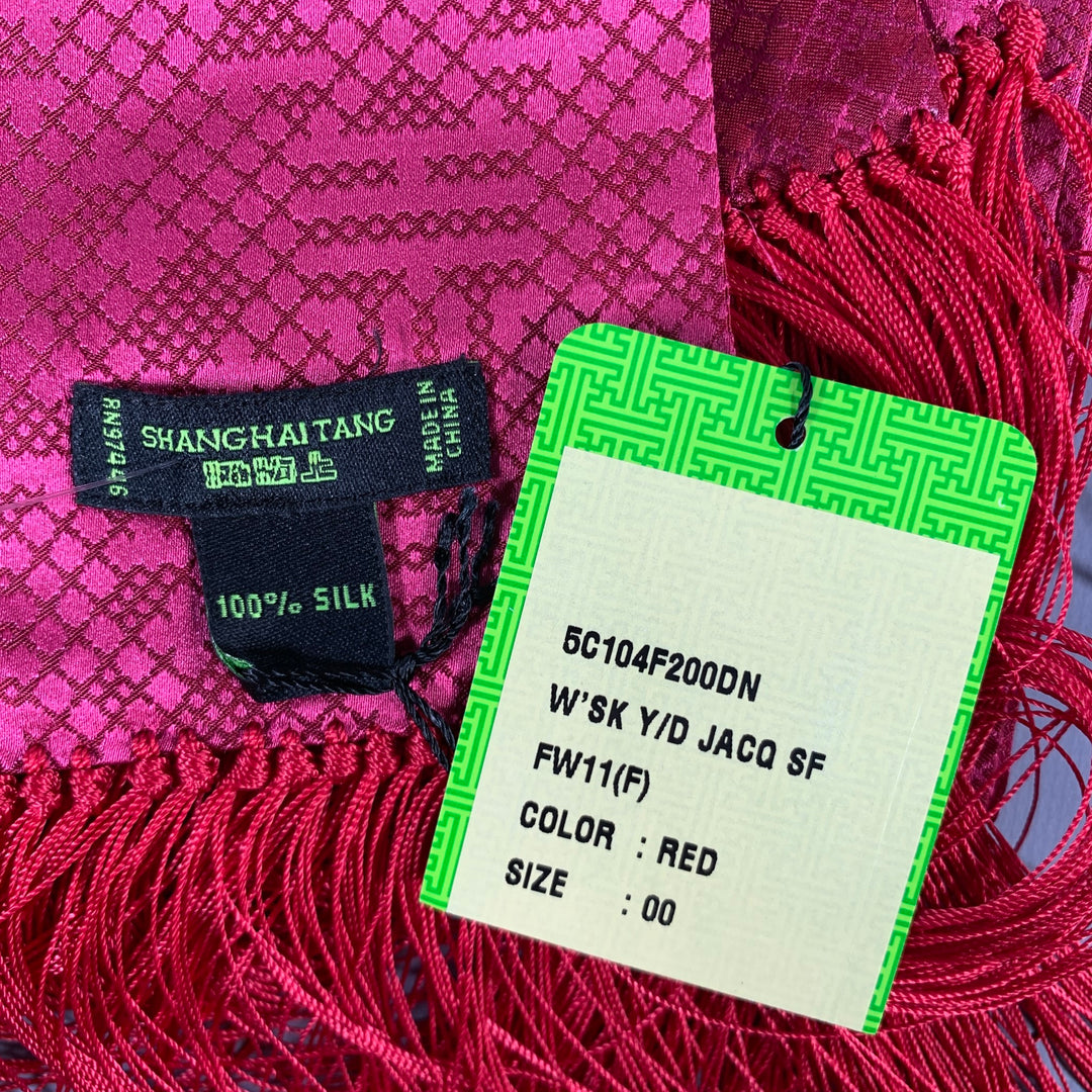 SHANGHAI TANG Pink Red Jacquard Silk Scarves
