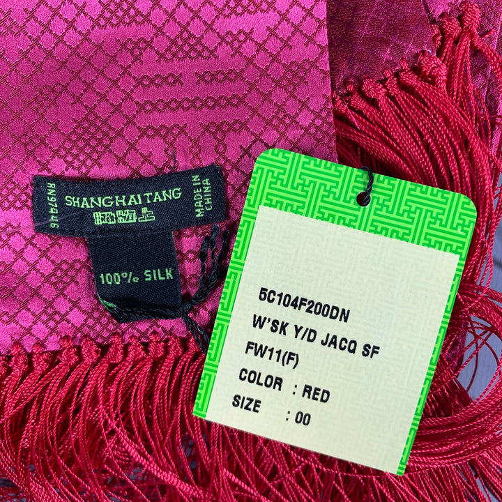SHANGHAI TANG Pink Red Jacquard Silk Scarves