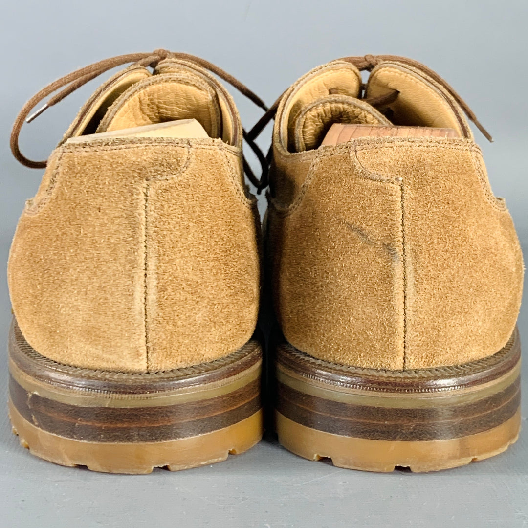 GRAVATI Size 12 Tan Suede Split Toe Derby Lace-Up Shoes
