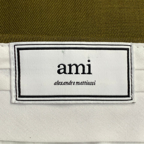 AMI by ALEXANDRE MATTIUSSI Size M Green Olive Virgin Wool Tapered Dress Pants