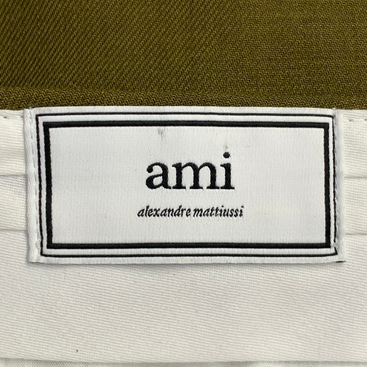 AMI by ALEXANDRE MATTIUSSI Size M Green Olive Virgin Wool Tapered Dress Pants
