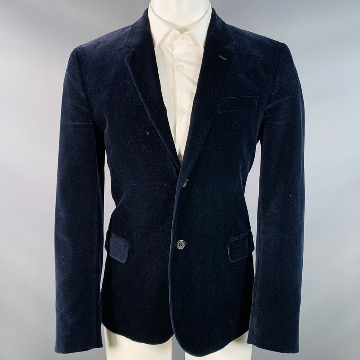 MARC JACOBS Size 40 Navy Cotton Velvet Notch Lapel Sport Coat