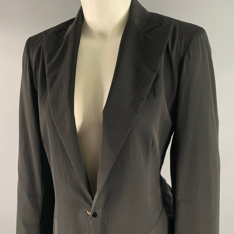 DONNA KARAN Size 6 Black Pink Wool Blend Coat