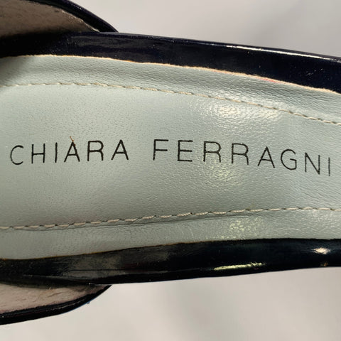 CHIARA FERRAGNI Size 9 Blue Glittery Ankle Strap Sandals