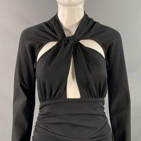 DOLCE & GABBANA Size 8 Black Viscose Blend Ruched Bodycon Cutout Cocktail Dress