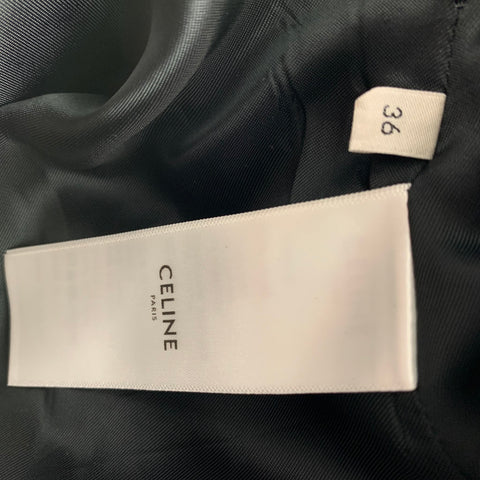 CELINE Size 4 Charcoal Plaid Wool Pleated Mini Skirt