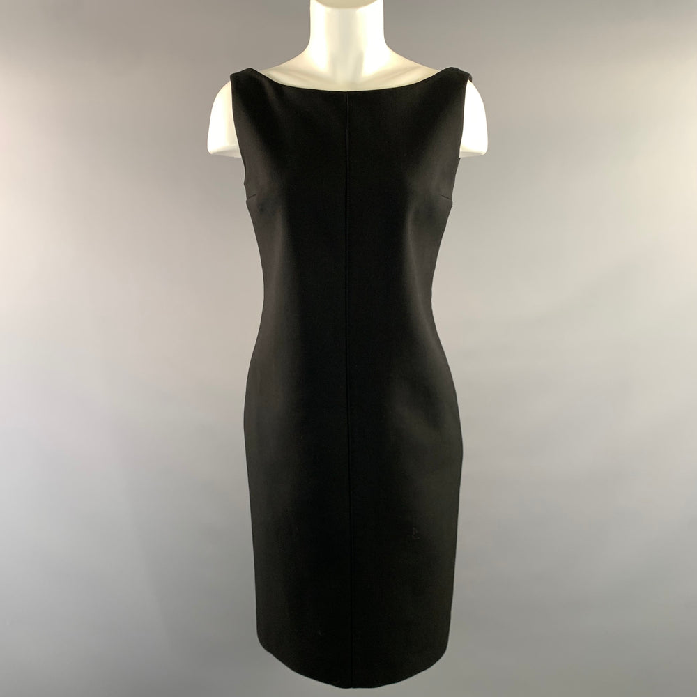 CELINE Size S Black Wool Low Back Knee Length Cocktail Dress
