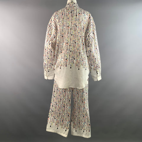 MSGM Size 6 White Multi-Color Polyester Beaded Pattern Outfits & Sets