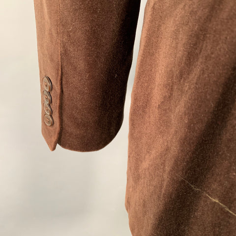 UNGARO Size 40 Regular Brown Velvet Cotton Peak Lapel Sport Coat