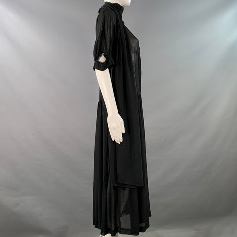 COMME des GARCONS 2022 Size M Black Sheer Polyester Short Sleeve Scarf Dress