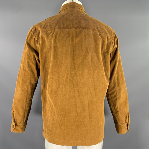 ROWAN Size M Tan Corduroy Cotton Metal Buttons Long Sleeve Shirt