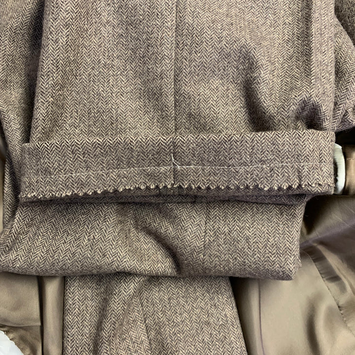 POLO by RALPH LAUREN Size 42 Long Brown Herringbone Virgin Wool Suit
