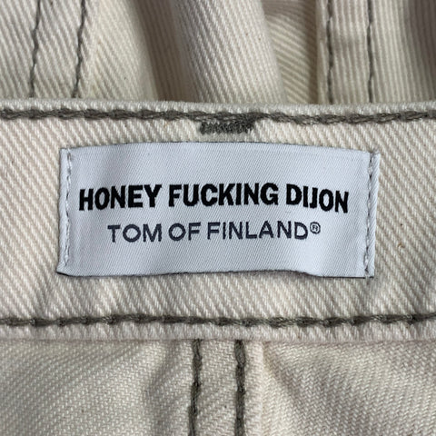 JEAN HONEY FUCKING DIJON x TOM of FINLAND Taille M Beige Marron Imprimé Visage Coton 5 Poches