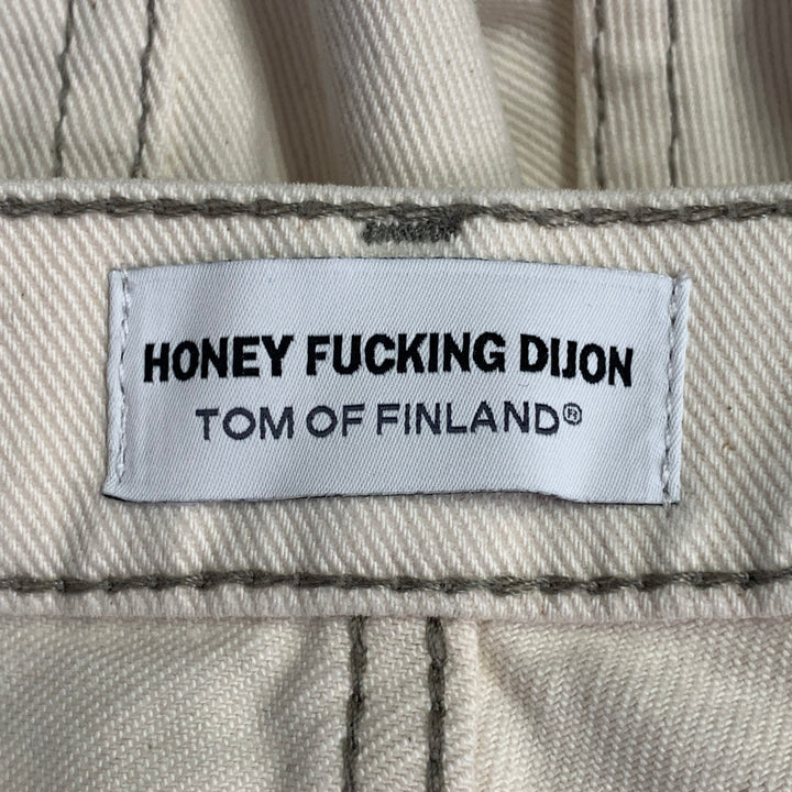 HONEY FUCKING DIJON x TOM of FINLAND Size M Beige Brown Face Print Cotton 5 Pocket Jeans