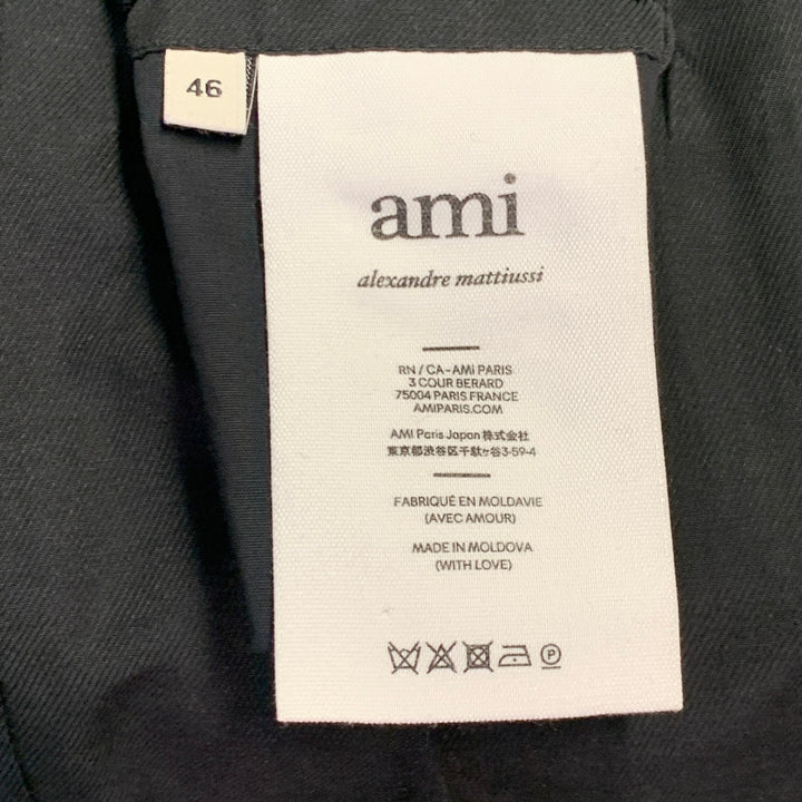 AMI by ALEXANDRE MATTIUSSI Size 36 Neon Green Wool Blend Twill Notch Lapel Suit