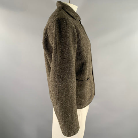 RRL by RALPH LAUREN Size L Green Grey Knit Wool Cotton Snap Button Jacket