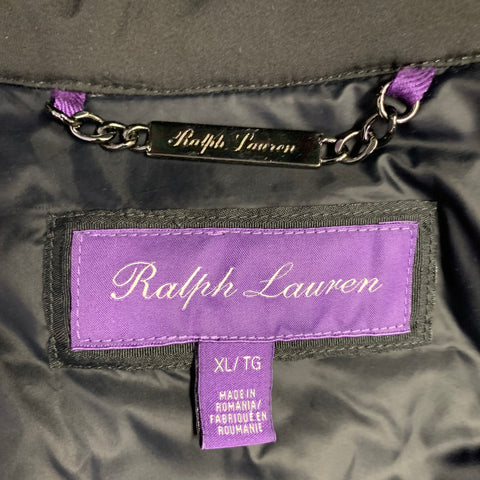RALPH LAUREN Taille XL Gilet matelassé en polyester noir à poches zippées