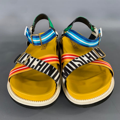 MOSCHINO Nastro St. Righe Size 12 Multi-Color Geometric Sandals